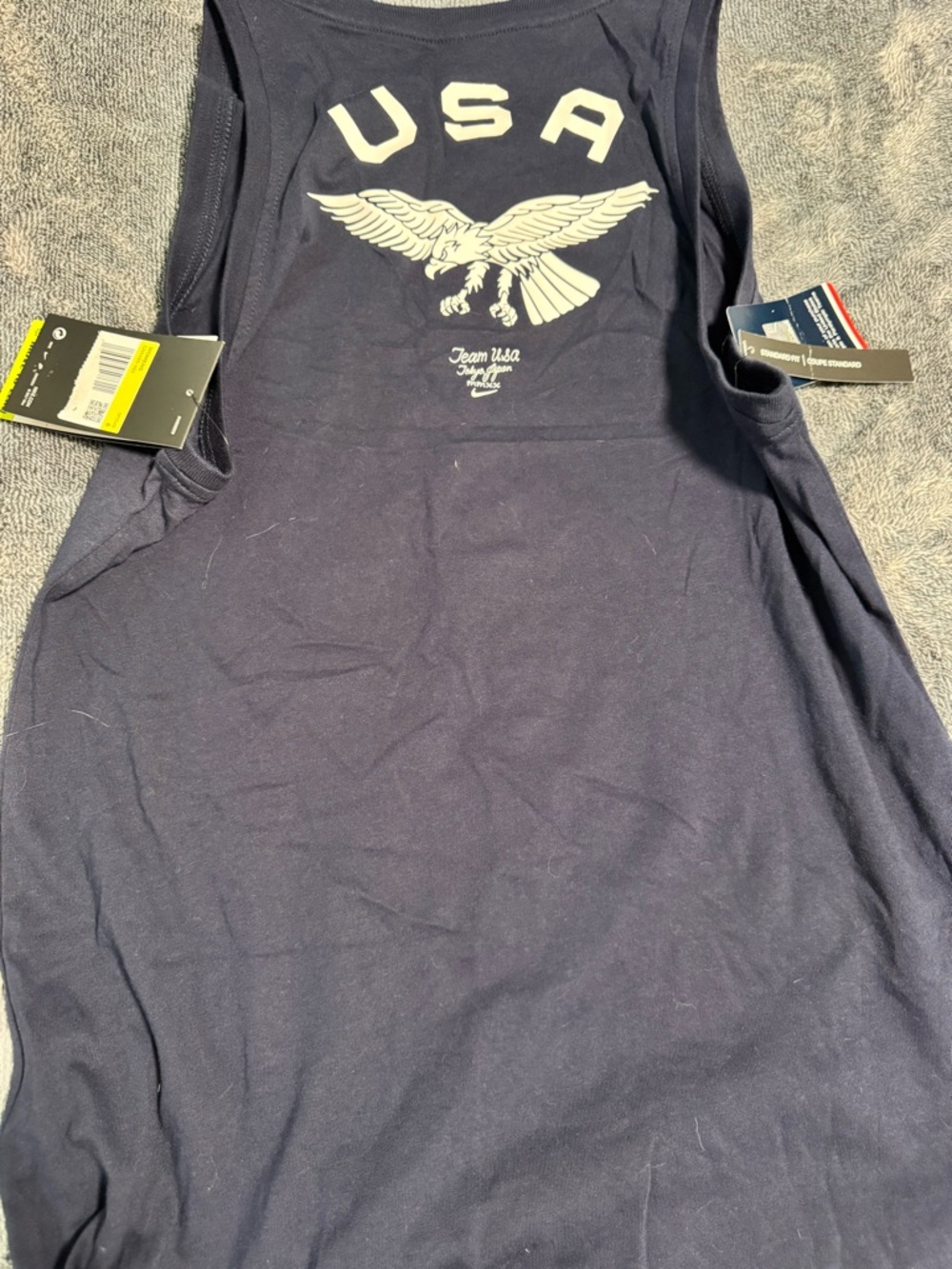 Nike Men’s Navy Team USA Sleeveless Tank with White Logos - Picture 2 of 4